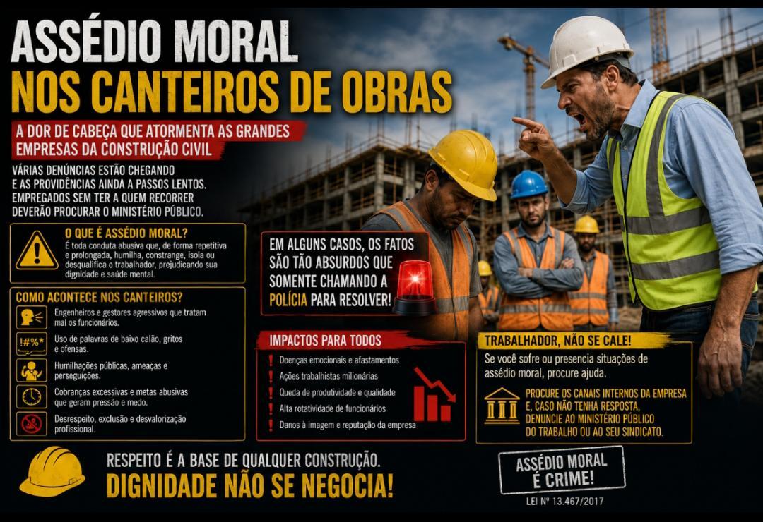 Assédio moral nos canteiros de obras preocupa grandes construtoras e acende alerta no setor