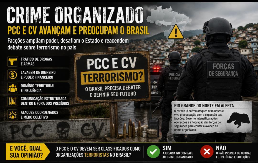 Avanço do PCC e CV preocupa governos e reacende debate sobre terrorismo no Brasil