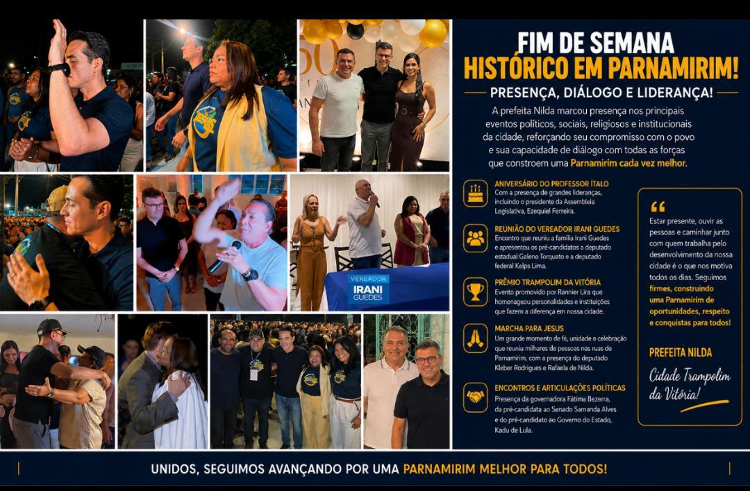 Nilda Cruz concentra atenções em agenda marcada por política, fé e homenagens em Parnamirim