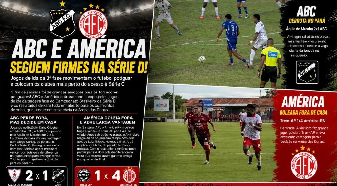 ABC tropeça fora de casa, mas América abre larga vantagem na Série D