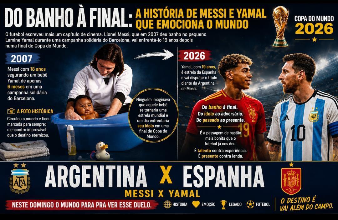 Destino escreve o roteiro: do banho ao maior palco do futebol, Messi e Yamal se enfrentam na final da Copa do Mundo