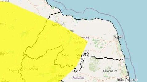 Inmet emite alerta de baixa umidade para 79 municípios do Rio Grande do Norte