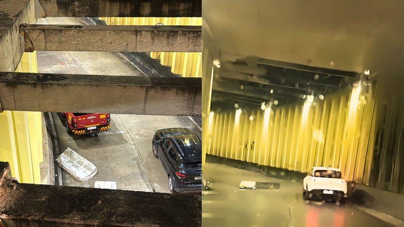 Viga de concreto cai em túnel de Natal após acidente e interdita parcialmente trecho