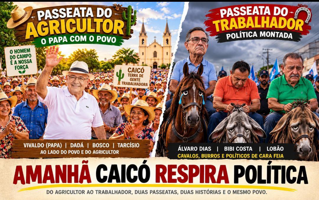 Caicó amanhece respirando política: tem o Papa, agricultor, trabalhador e até cavalo no meio da história