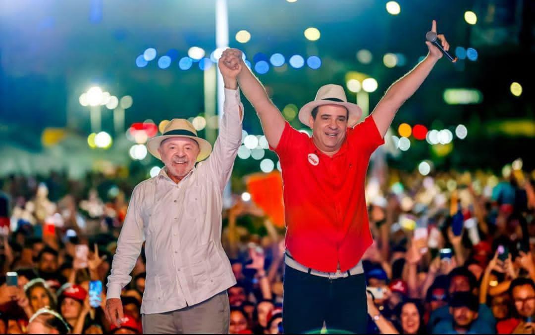 Cadu de Lula e presidente Lula participam de passeata política neste sábado no Alecrim, em Natal