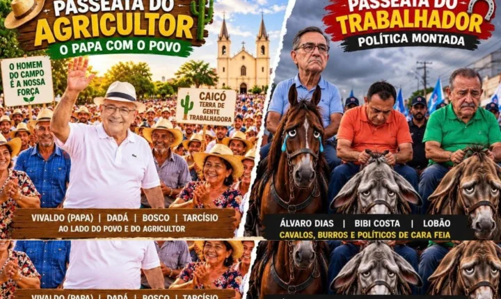 Caicó amanhece respirando política: tem o Papa, agricultor, trabalhador e até cavalo no meio da história